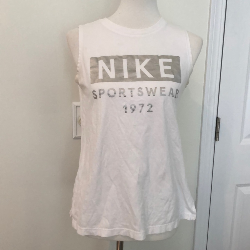 Super Cute White Nike Slit Sleeveless Top